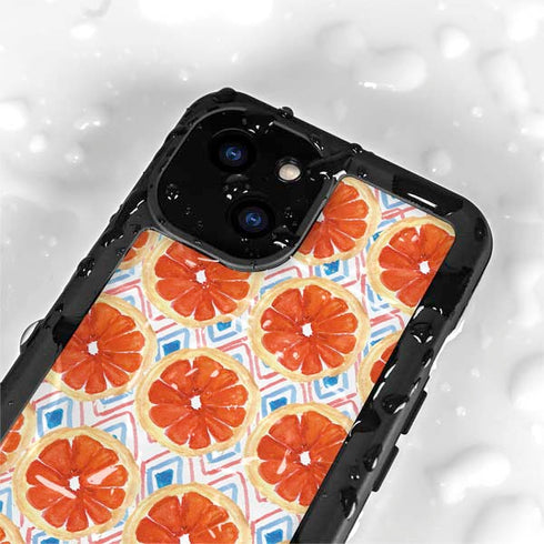 Bouffants and Broken Hearts Citrus Geo iPhone 15 Plus Waterproof Case